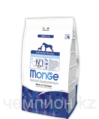 1600 Monge Superpremium Starter Medium Dog, Монже сухой корм для щенков, беременных и кормящих собак, уп.1,5кг