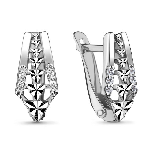 Серьги Aquamarine серебро с родием, фианит 48144А.5