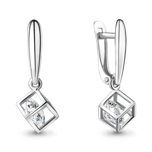 Серьги Aquamarine серебро с родием, фианит 48301.5