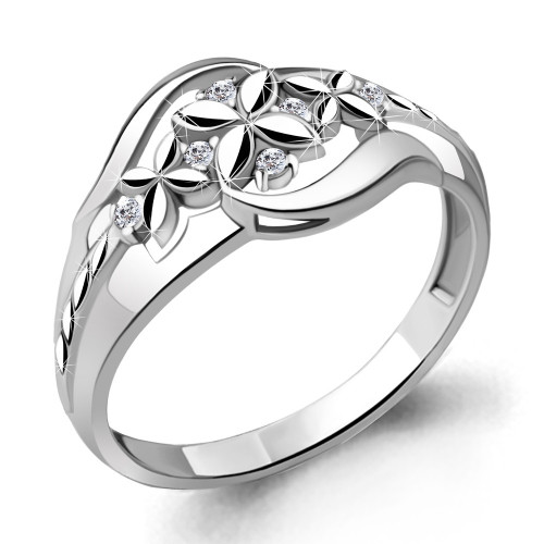 Кольцо Aquamarine серебро с родием, фианит 68639А.5