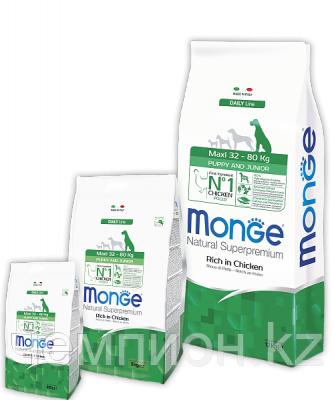 4350 Monge Superpremium Maxi Puppy&Junior, Монже корм для щенков крупных пород, уп. 3 кг.