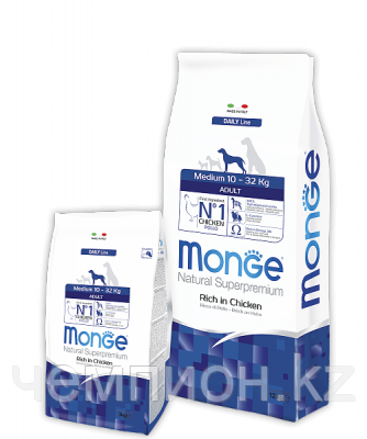 4244 Monge Superpremium Medium Adult, Монже корм для взрослых собак средних пород, уп. 3 кг.