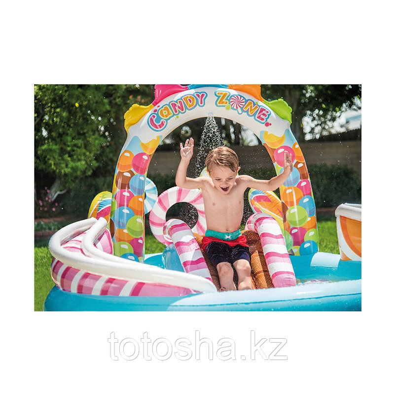 Детский надувной бассейн с горкой и фонтаном "Конфетная зона" Intex 57149NP - фото 2 - id-p72659732