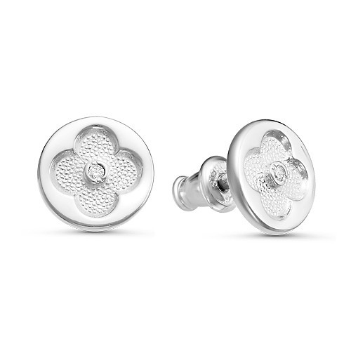 Серебряные серьги с бриллиантом Teosa 2000-0099-DN-r