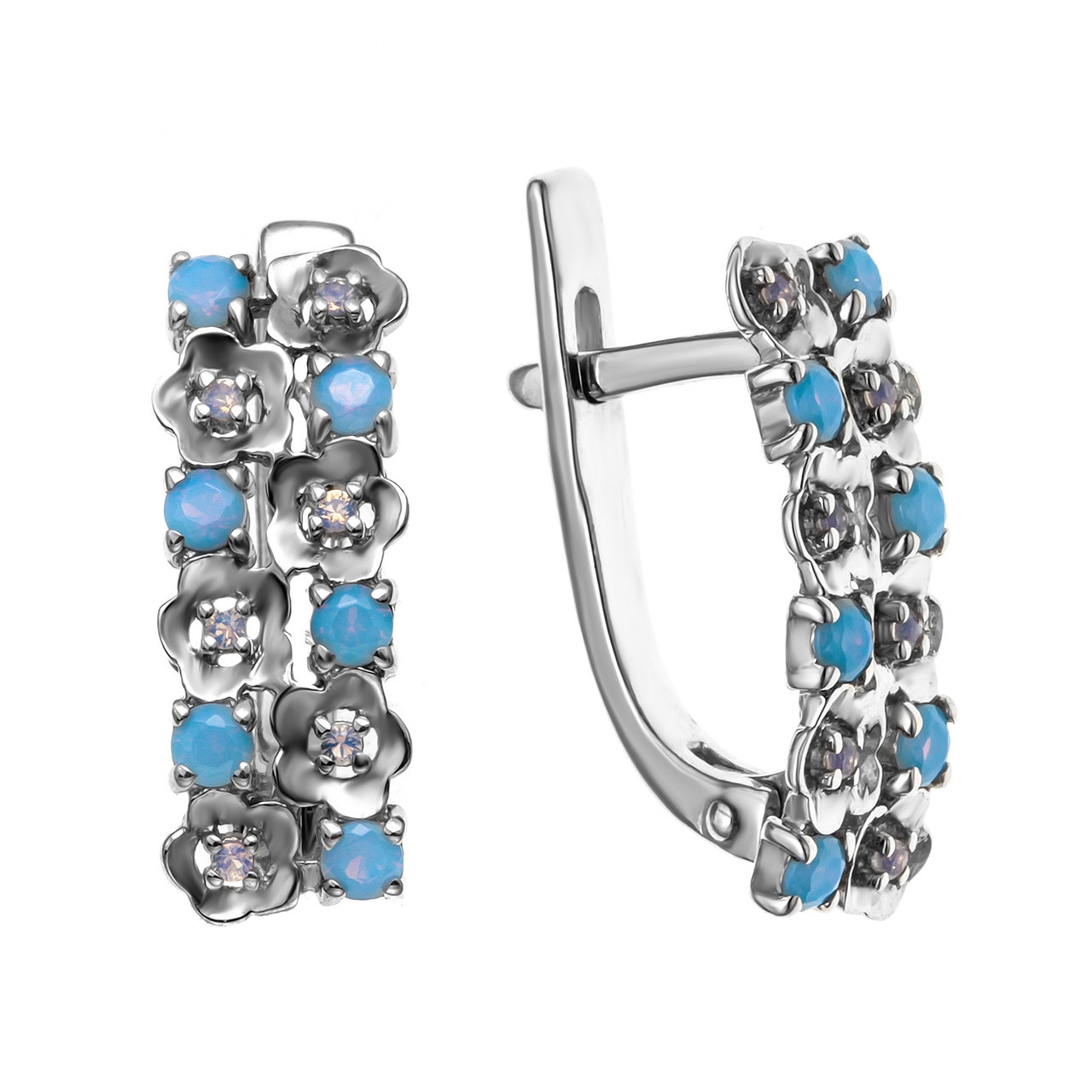 Серьги из серебра с наношпинелью синт. Teosa 121-1496-nT-R