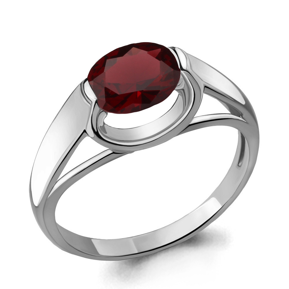 Серебряное кольцо с гранатом Aquamarine 6914803