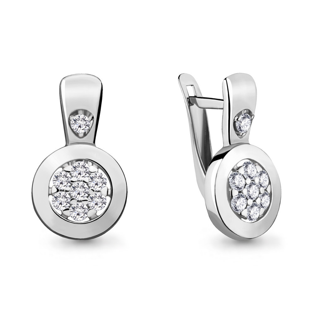 Серьги из серебра с фианитом Aquamarine 46968А