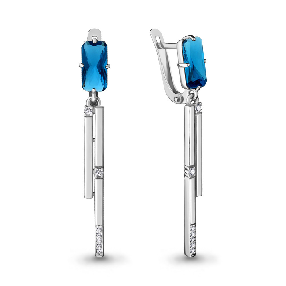 Серебряные серьги с нанотопазом лондон синт. Aquamarine 4716393А