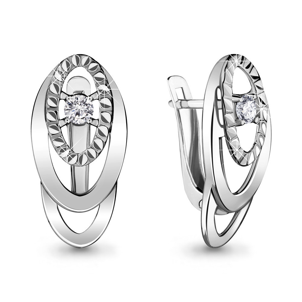 Серебряные серьги с фианитом Aquamarine 48030А