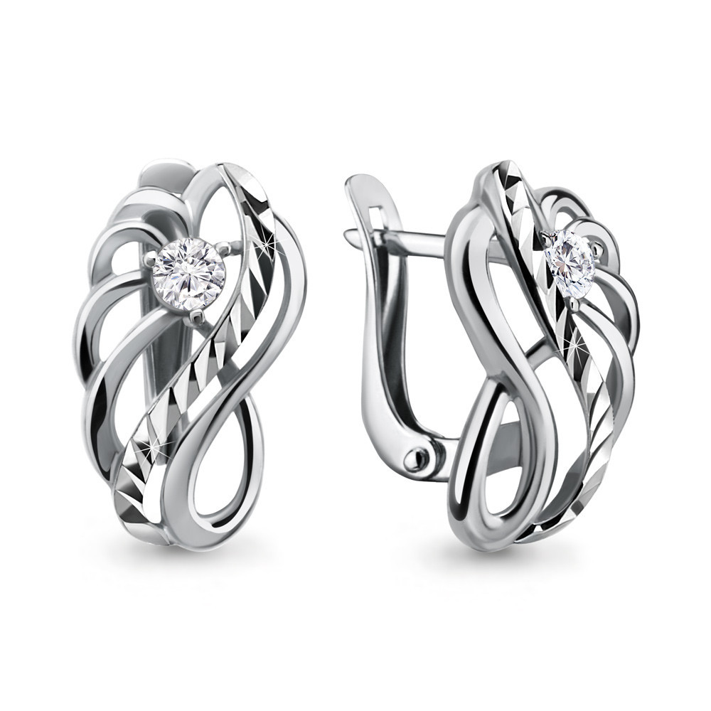Серьги из серебра с фианитом Aquamarine 46514А