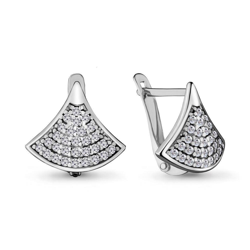 Серьги из серебра с фианитом Aquamarine 48023А