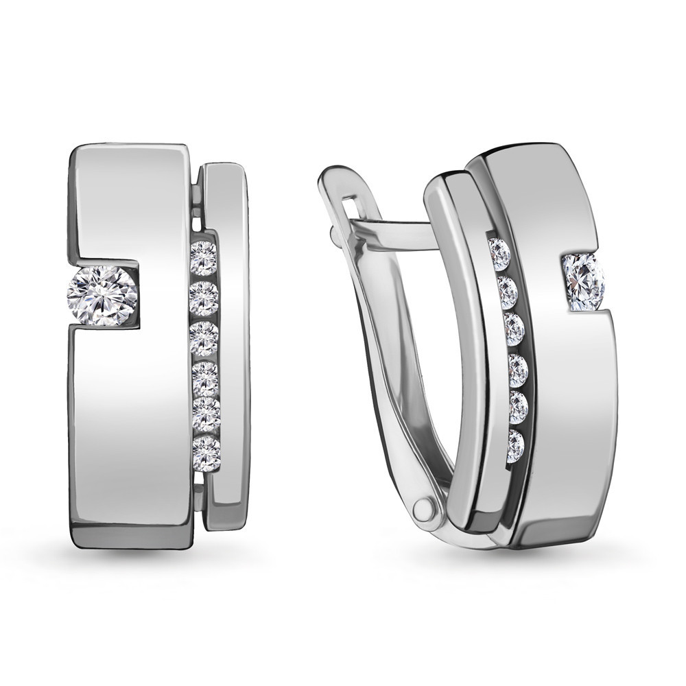 Серебряные серьги с фианитом Aquamarine 48025А