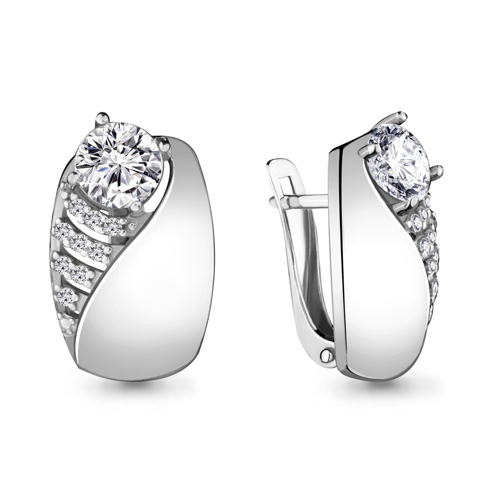 Серебряные серьги с фианитом Aquamarine 48034А