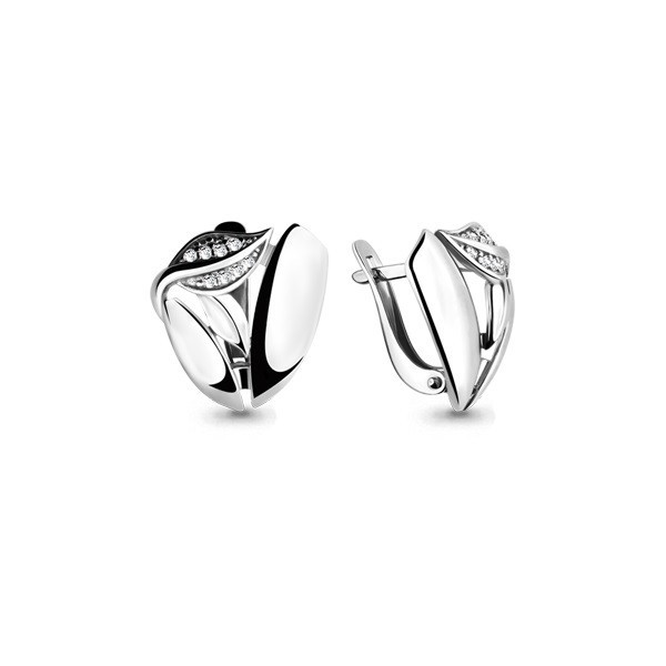 Серебряные серьги с фианитом Aquamarine 46027А