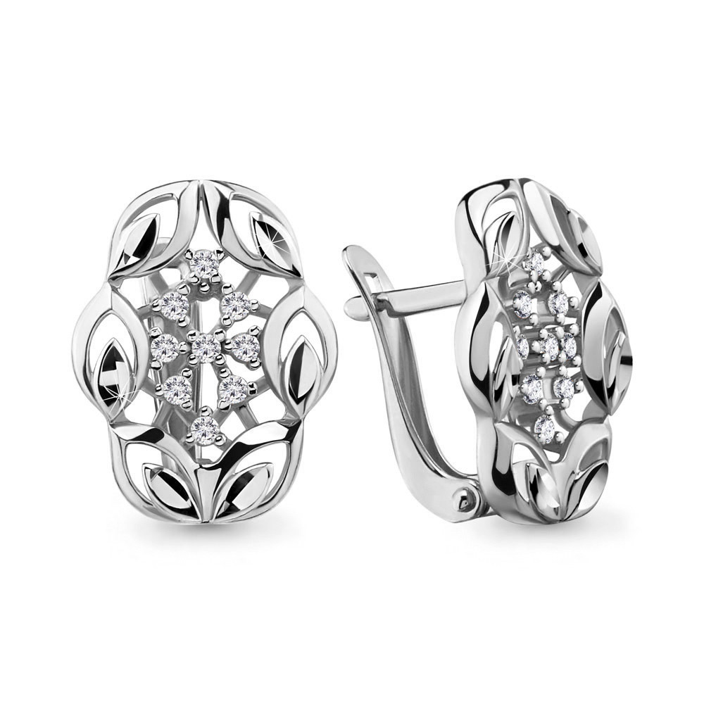 Серебряные серьги с фианитом Aquamarine 46595А