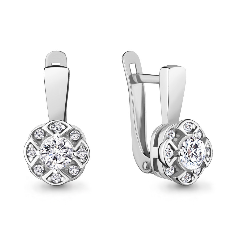 Серебряные серьги с фианитом Aquamarine 46984А