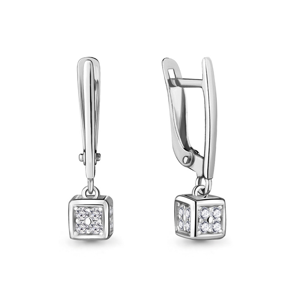 Серьги из серебра с фианитом Aquamarine 48068А