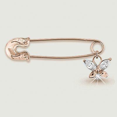 Булавка из серебра с фианитом Aquamarine 72603#