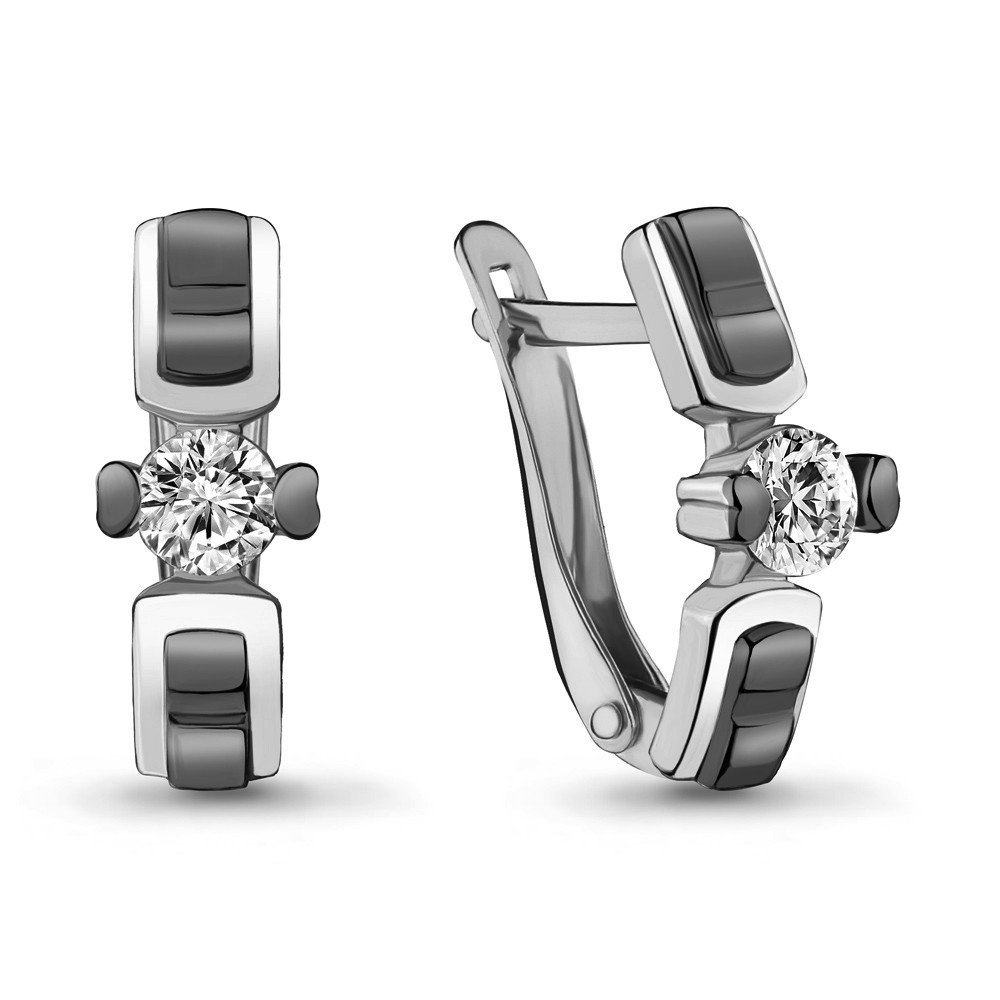 Серебряные серьги с фианитом Aquamarine 46978А