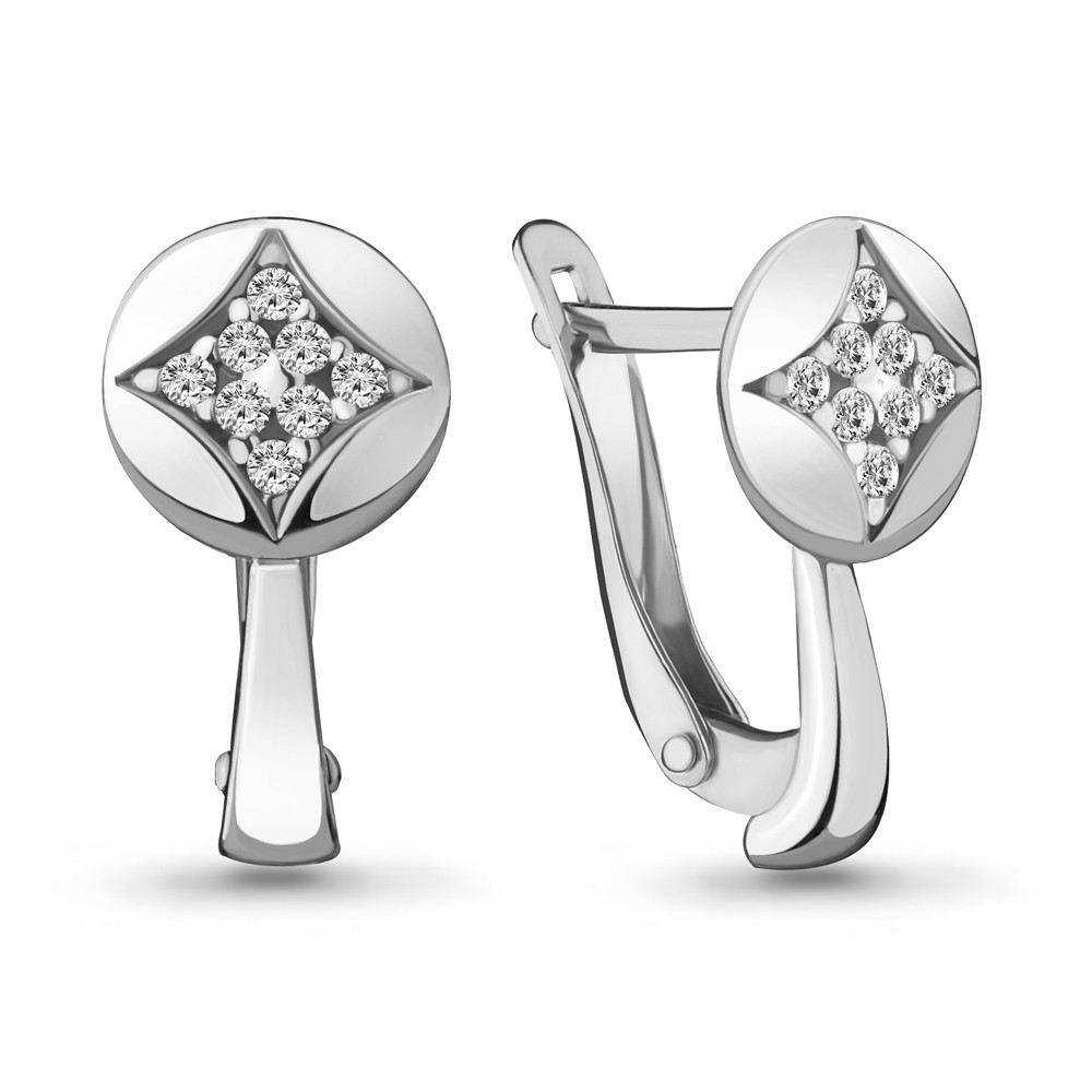 Серьги из серебра с фианитом Aquamarine 46999А