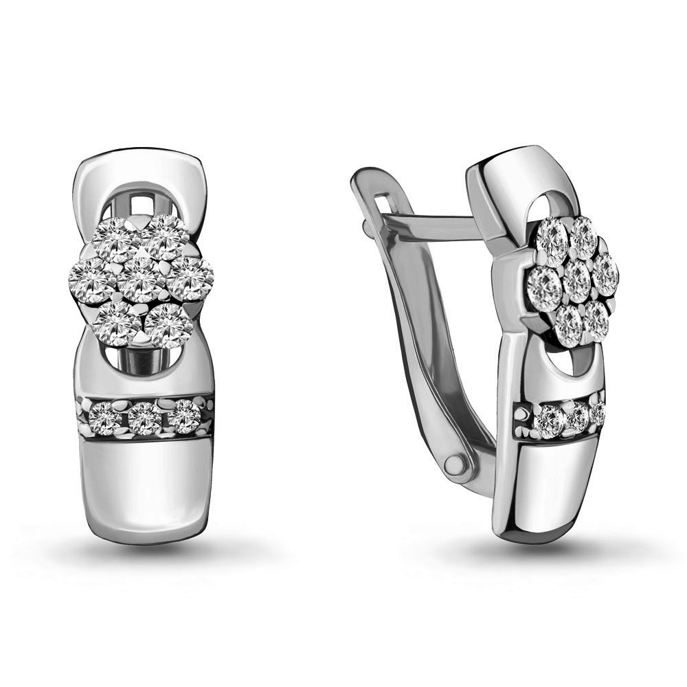 Серьги из серебра с фианитом Aquamarine 46973А
