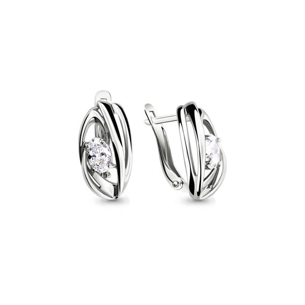 Серьги из серебра с фианитом Aquamarine 46002