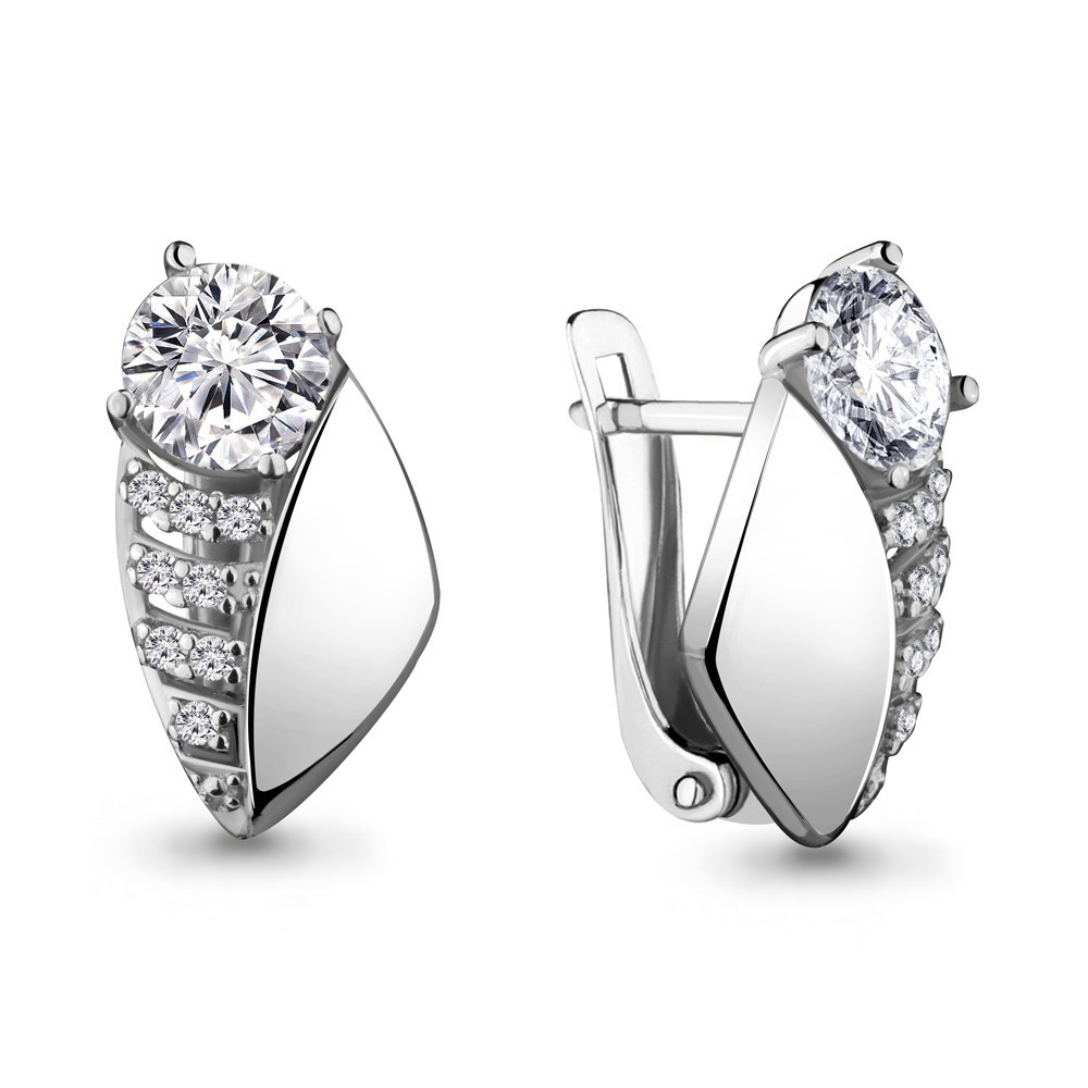 Серьги из серебра с фианитом Aquamarine 48038А