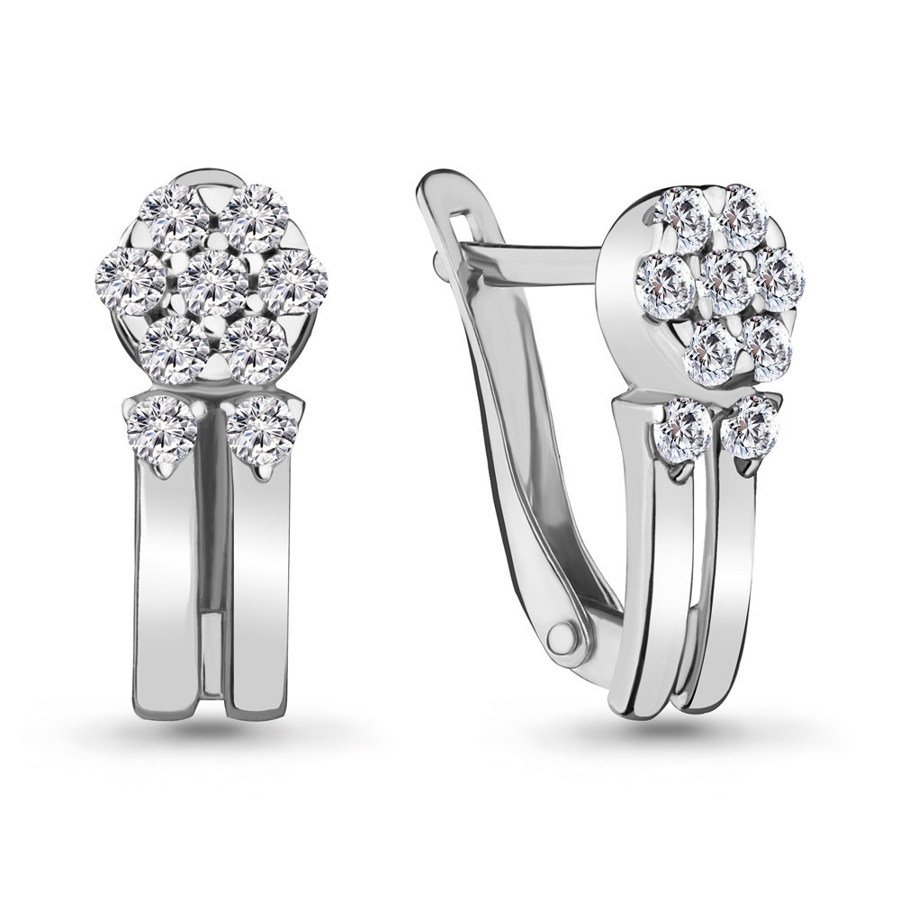 Серьги из серебра с фианитом Aquamarine 46971А