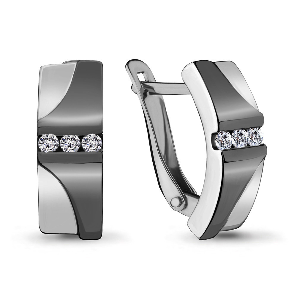 Серьги из серебра с фианитом Aquamarine 46981А
