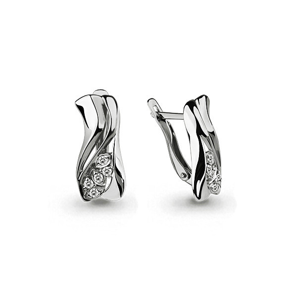 Серебряные серьги с фианитом Aquamarine 45952А