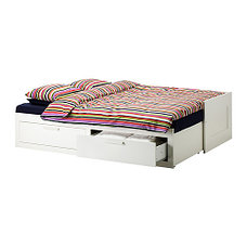 Кушетка с 2 матрасами/2 ящиками БРИМНЭС белый, Малфорс жесткий ИКЕА, IKEA, фото 2