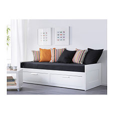 Кушетка с 2 матрасами/2 ящиками БРИМНЭС белый, Малфорс жесткий ИКЕА, IKEA, фото 3