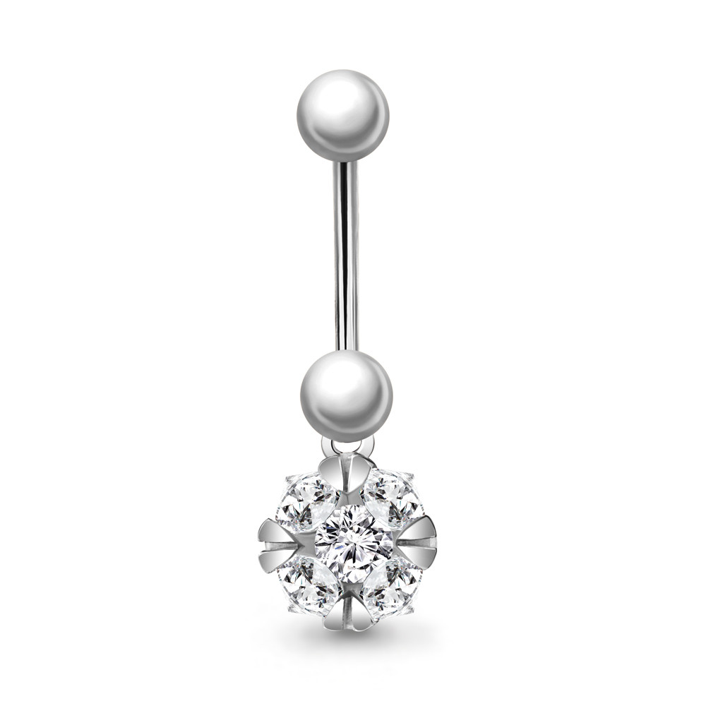 Пирсинг Aquamarine серебро с родием, фианит 75542А.5
