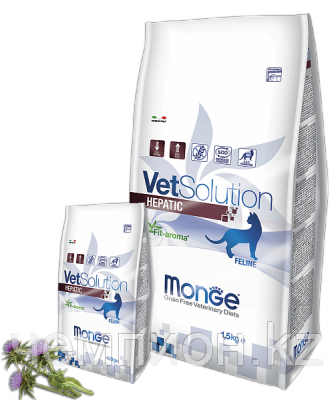 8168 Monge Vet Solution Hepatic Cat, Монже ветеринарный корм при заболеваниях печени для взрослых кошек, 1,5кг