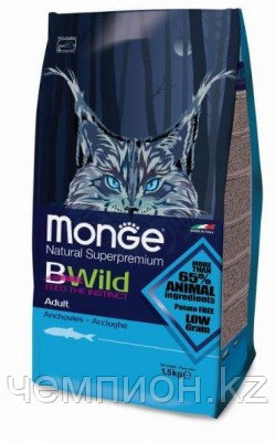 1201 Monge BWild Cat Anchovies, Монже корм для взрослых кошек с анчоусами, уп.1,5кг. - фото 1 - id-p72737758