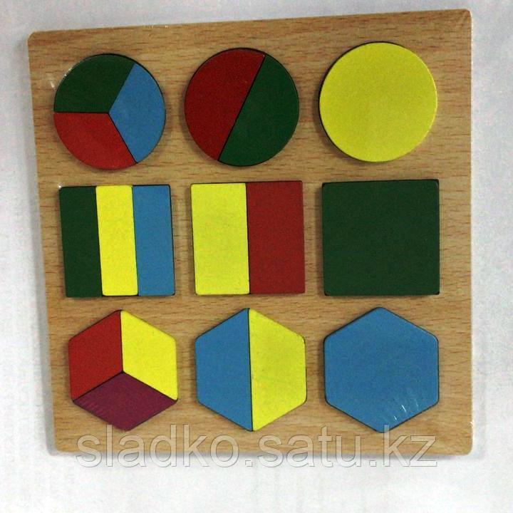 Деревянная игрушка геометрические фигуры в рамке - фото 1 - id-p72737996