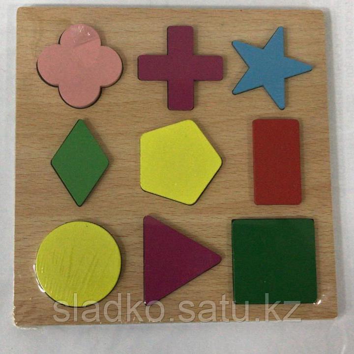 Деревянная игрушка геометрические фигуры в рамке - фото 2 - id-p72737996