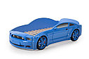 Кровать-машина "Мустанг" 3D (объемная пластиковая) синяя с матрасом и подсветкой фар, фото 5