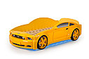Кровать-машина "Мустанг" 3D (объемная пластиковая) желтая с матрасом и подсветкой фар, фото 3