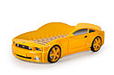 Кровать-машина "Мустанг" 3D (объемная пластиковая) желтая с матрасом и подсветкой фар, фото 4