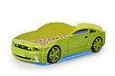 Кровать-машина "Мустанг" 3D (объемная пластиковая) зеленая с матрасом, фото 3