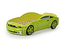 Кровать-машина "Мустанг" 3D (объемная пластиковая) зеленая с матрасом, фото 4