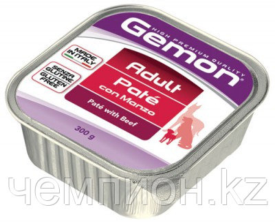 0041 Gemon Dog High Premium Quality Pate Adult Beef, паштет для собак с телятиной, ламистер 150гр.