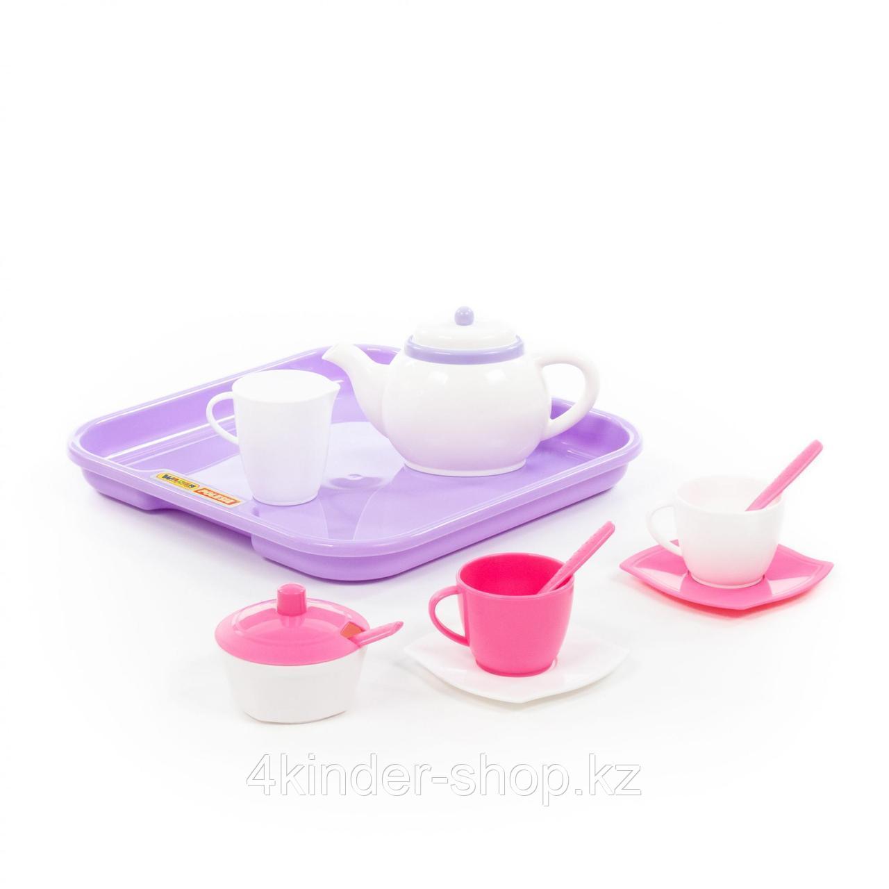 Набор детской посуды "Алиса" с подносом на 2 персоны (13 элементов) (в сеточке)