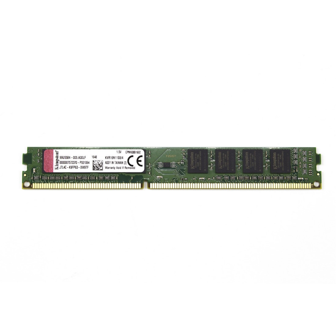 Kingston KVR16N11S8/4WP Модуль памяти 4Gb DDR3 1600MHz Non-ECC Unbuffered DIMM CL11 1RX8 1.5V 240-pin