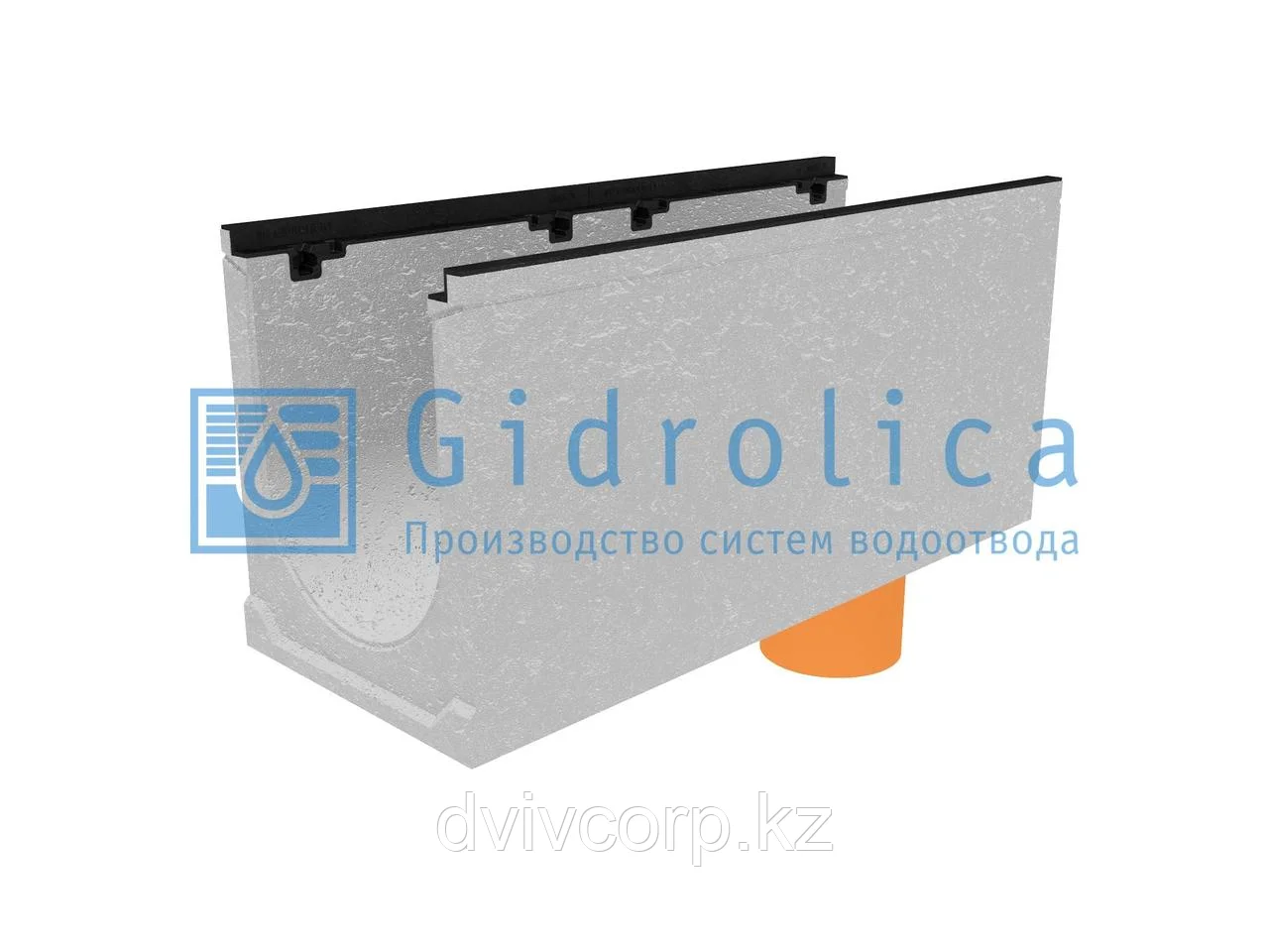 Лоток водоотводный бетонный коробчатый (СО-300мм), с чугунной насадкой, с водосливом КUв 100.39,9 (30).47(400)