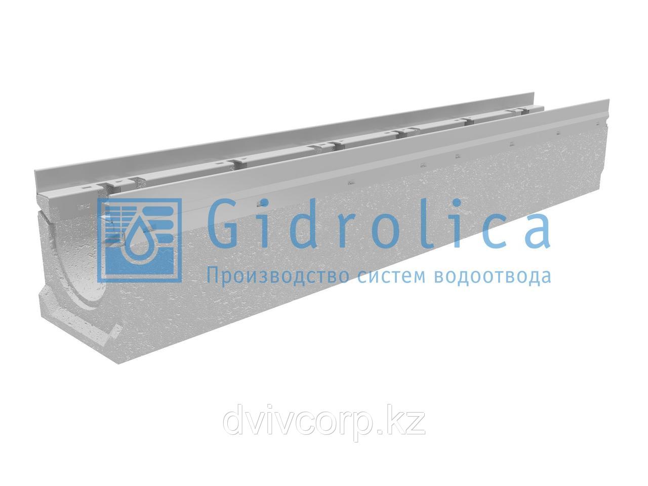 Лоток водоотводный бетонный коробчатый (СО-100мм), с оцинкованной насадкой КU 100.16,3 (10).16,5(12,5) -