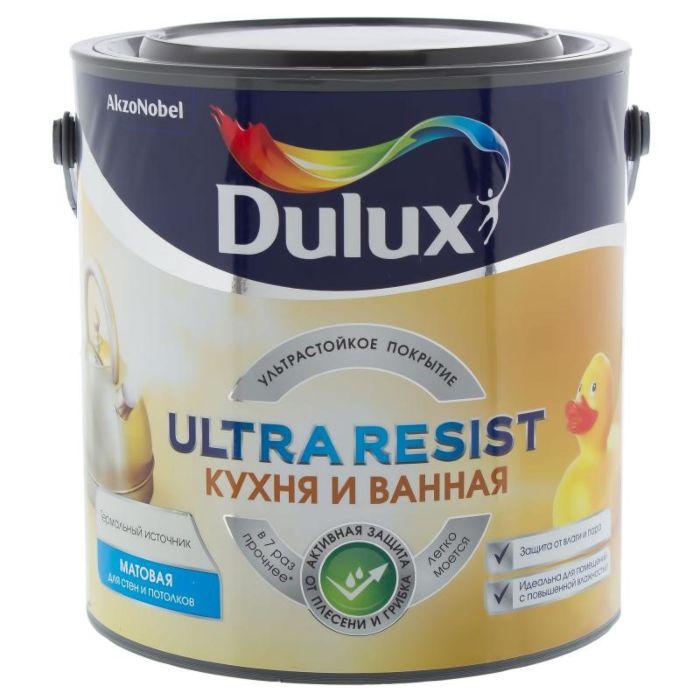 Краска Dulux ULTRA RESIST Кухня и ванная (база для светлых оттенков) Механизированный, Кисточкой, Валиком, Матовая, Металл, Дерево, Бетон, Штукатурка, 5
