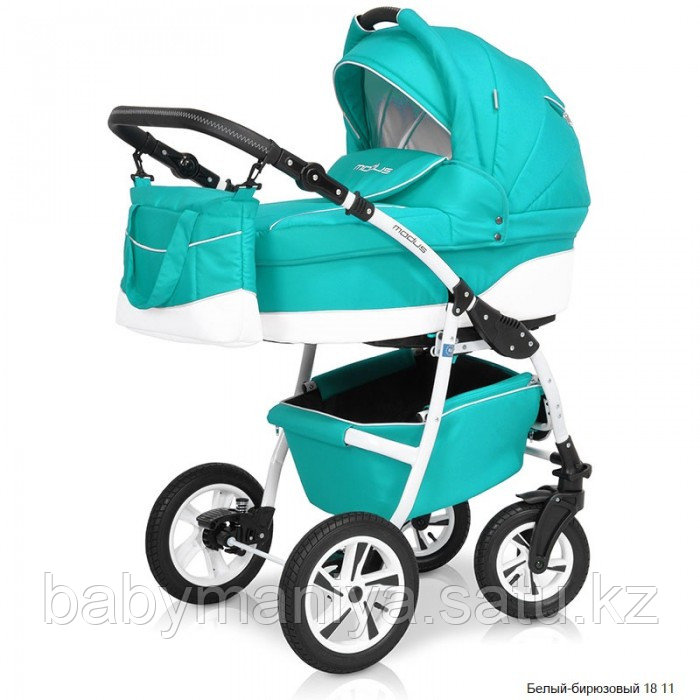Коляска модульная 2 в 1 Riko Modus 11 белый-бирюзовый