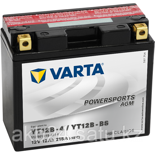 Аккумулятор Varta Powersports AGM YT12B-BS 12Ah 215A 150x70x131